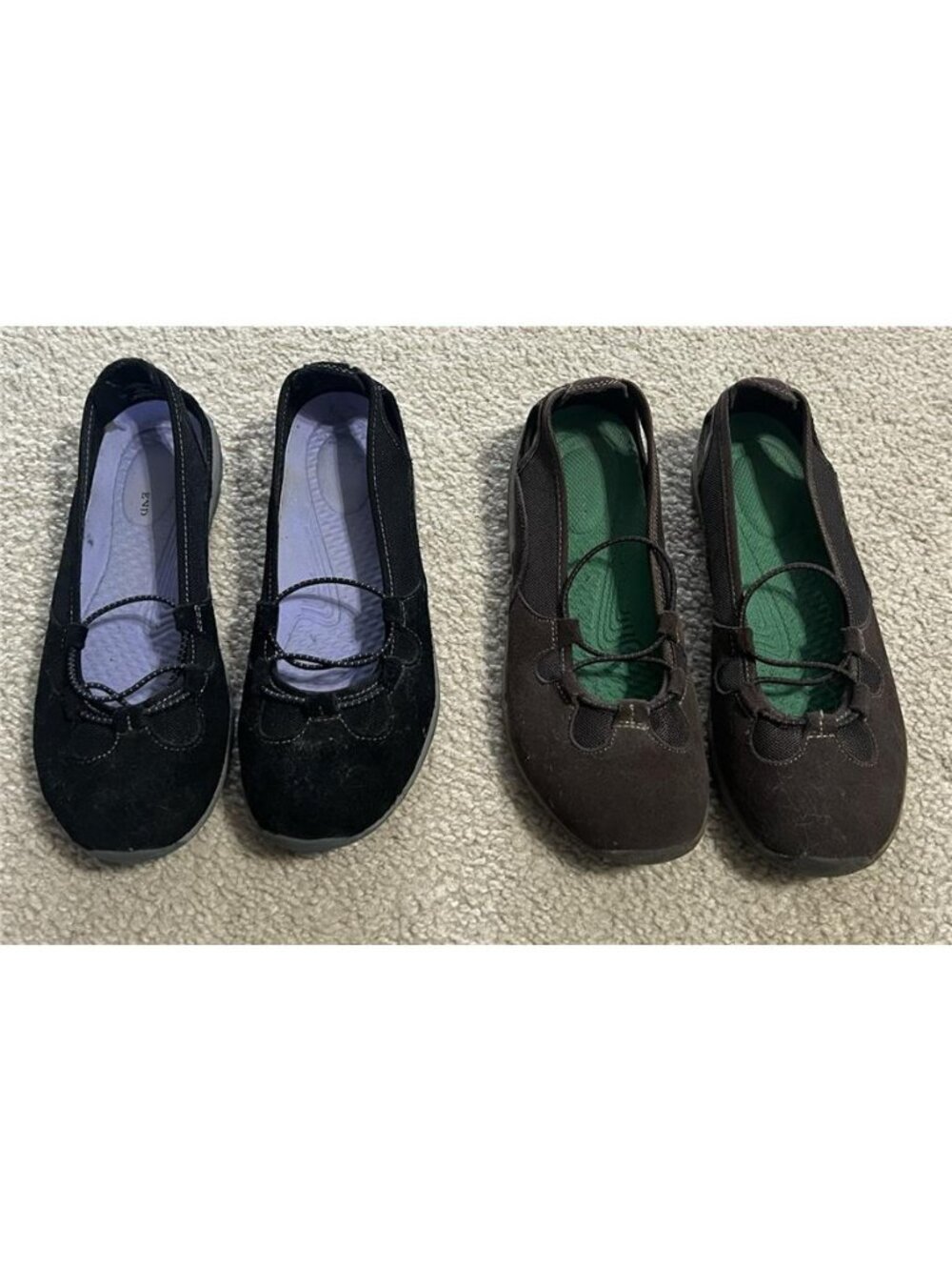 Lot Of Lands End Bungee Ballet Flats 9D 9 Wide Black Brown EUC